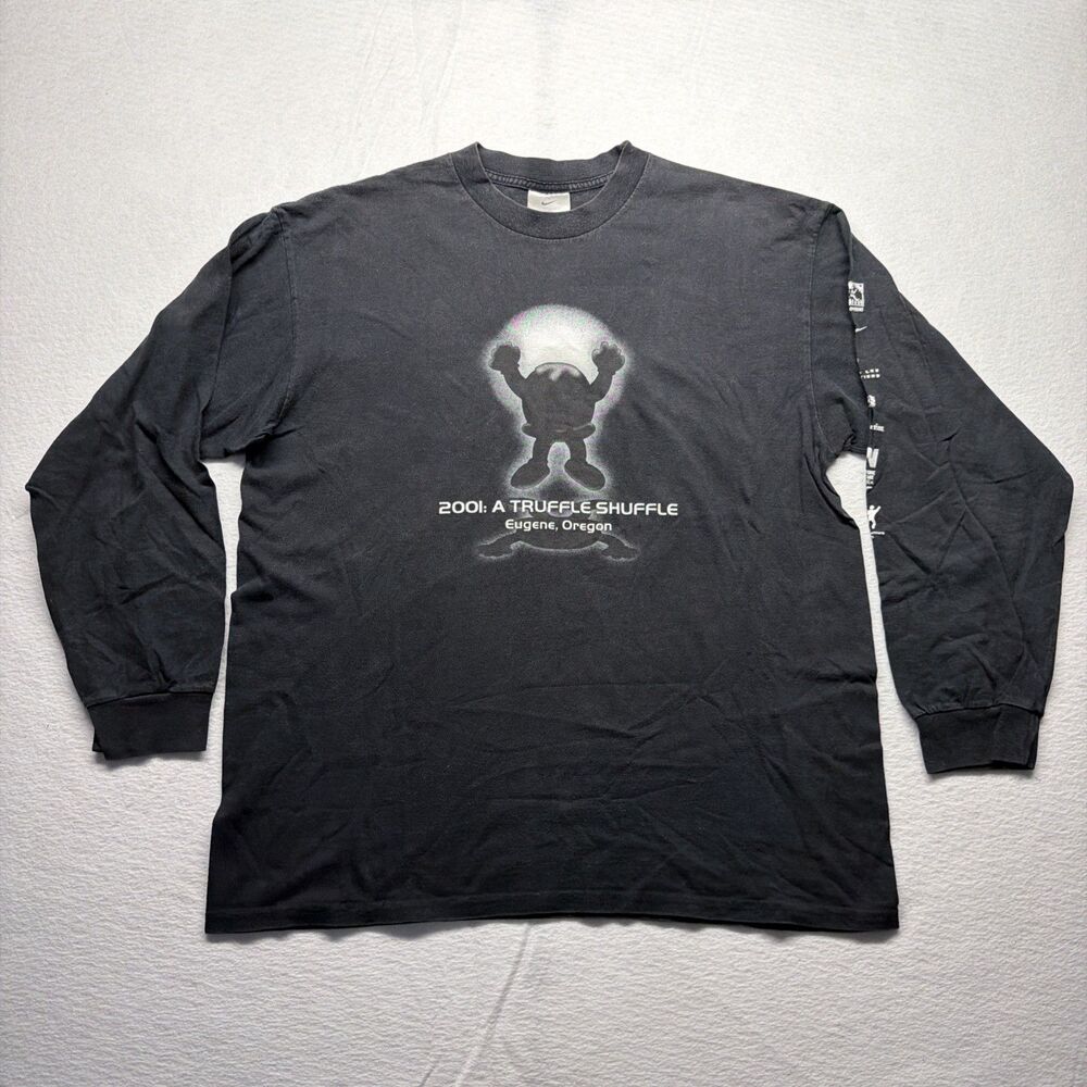 Vintage 2001 Nike Truffle Shuffle Eugene Oregon Running Black LS T-Shirt - Large